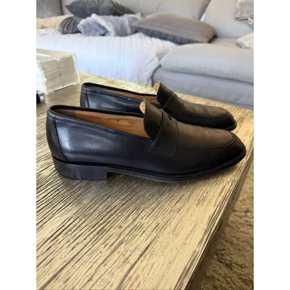 Bruno Magli Taft Black Leather Loafers Sz 10 Pristine
